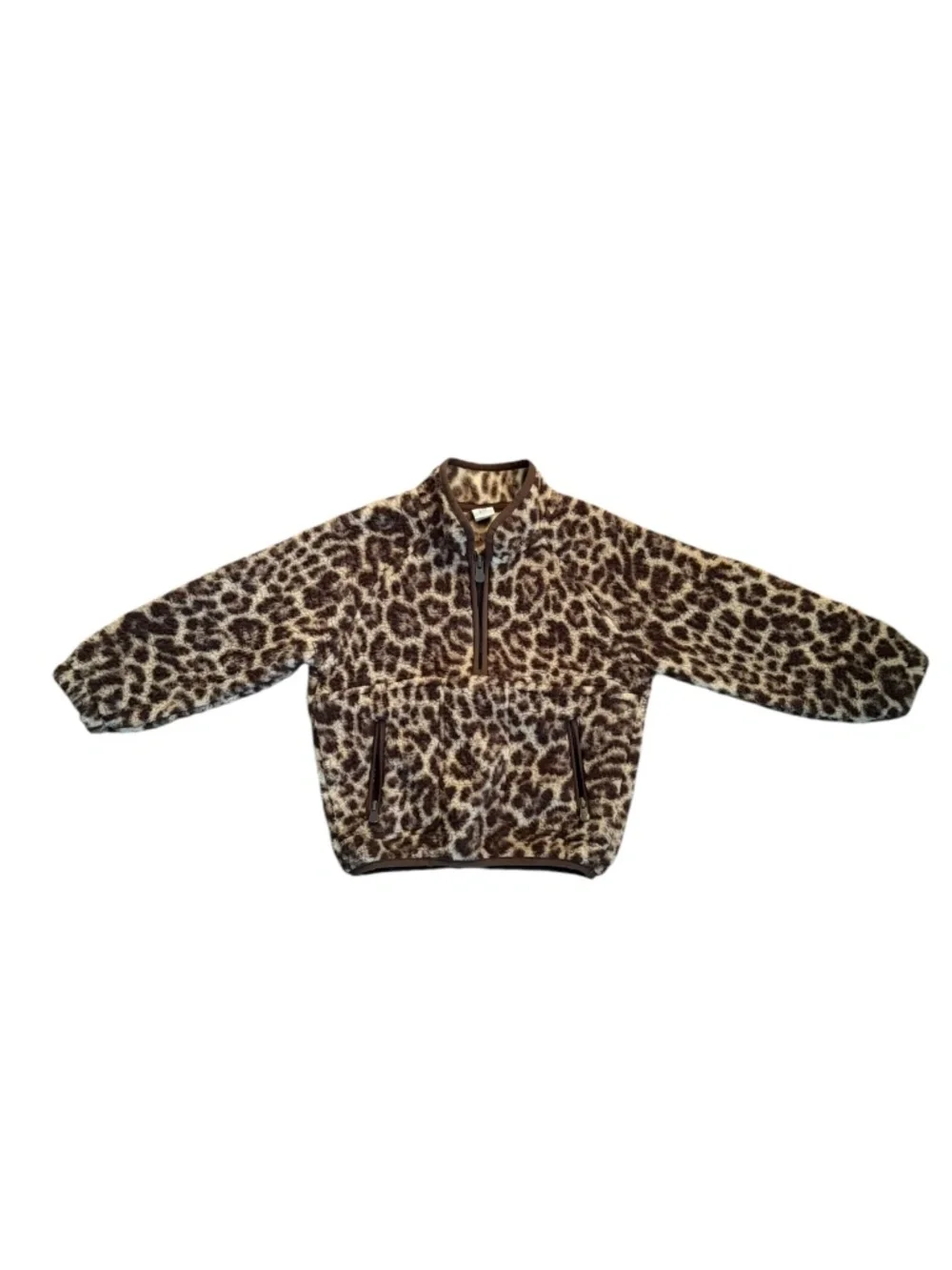 Gap Girls 4T Leopard Print Fleece Quarter Zip Pullover